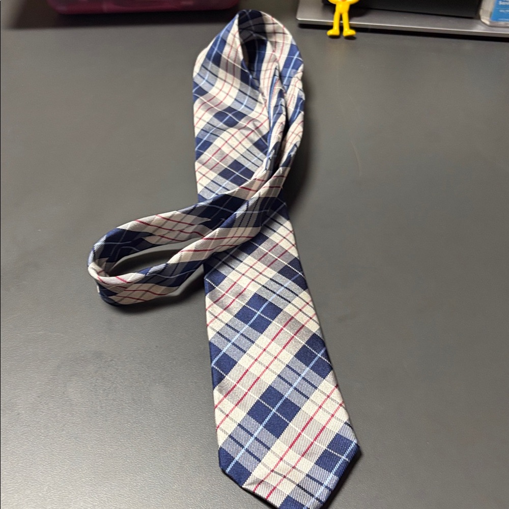Andrew’s Ties Italian Made Elegant Blue and White Checkered Tie